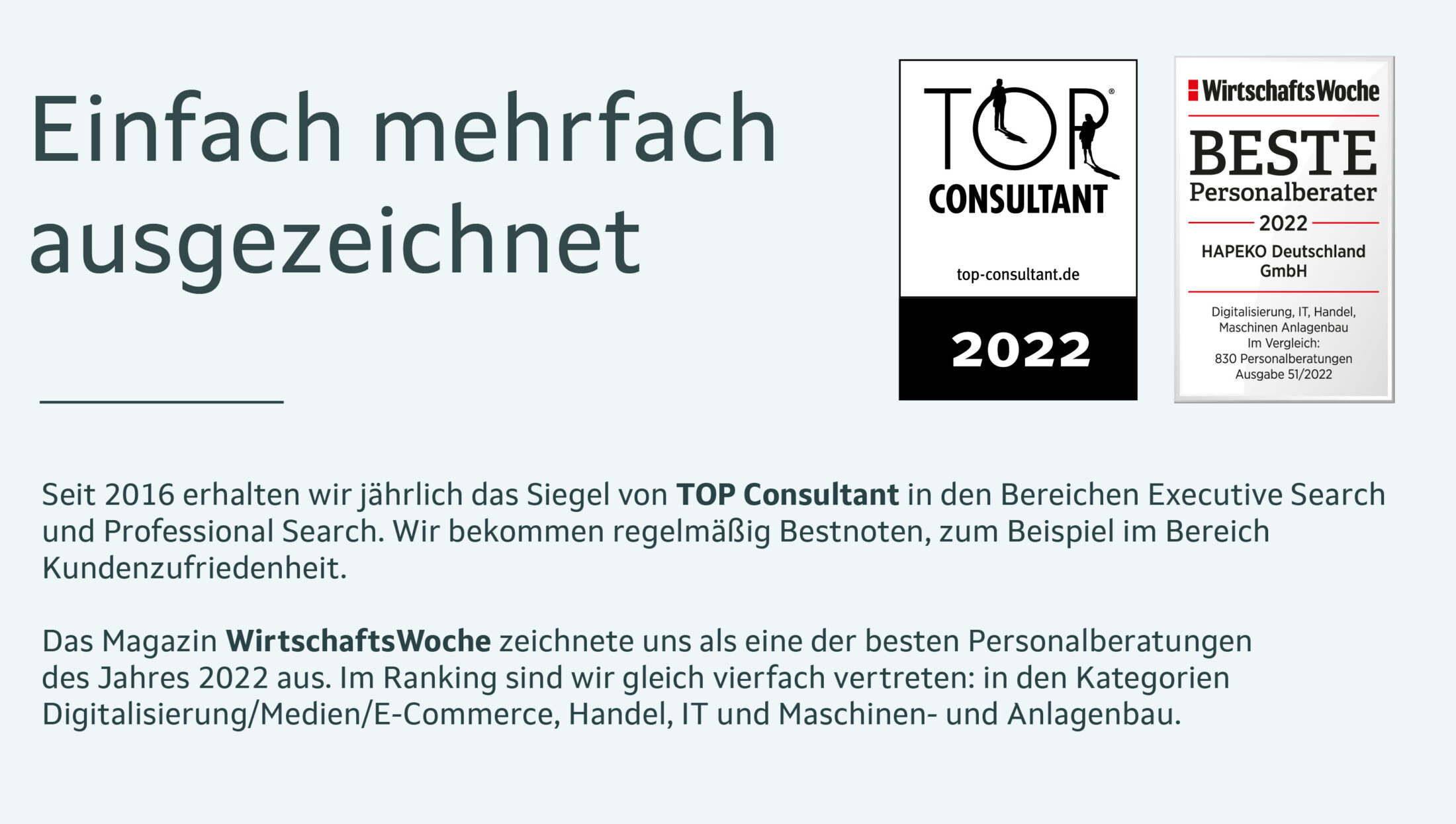 Top Consultant und WiWo Auszeichnungen