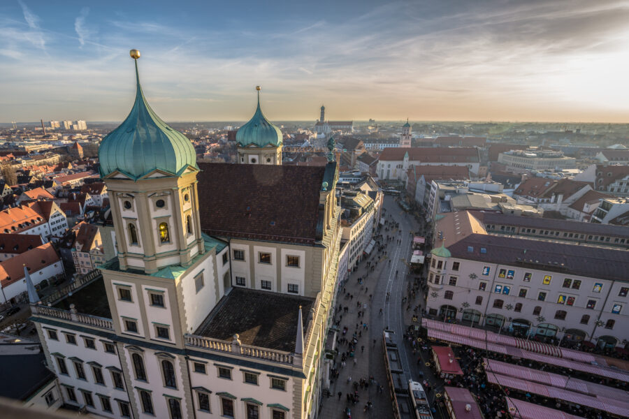 Blick auf Häuser in Augsburg